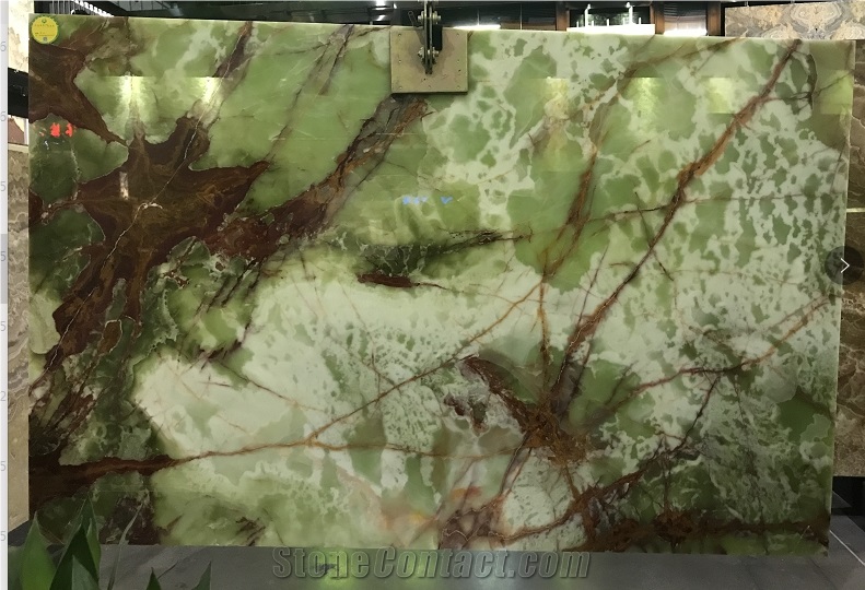Ancient Green Jade Onyx Slab/Tile/Cut to Size for Tv Set Cladding