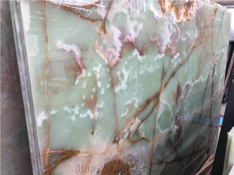 Ancient Green Jade Onyx Slab/Tile/Cut to Size for Tv Set Cladding