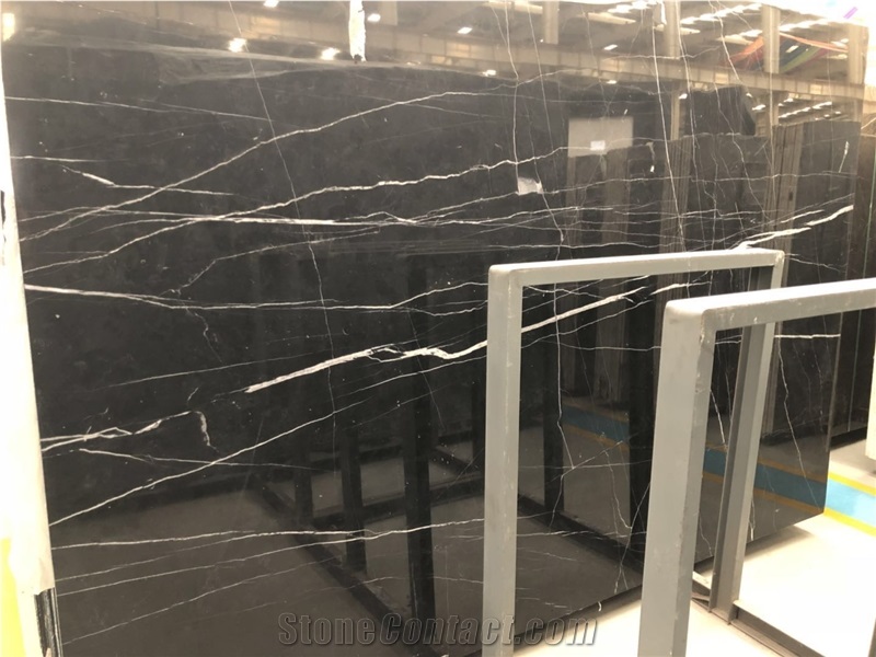 Nero Marquina Venato Black Marble Slab&Tile for Interior Decor