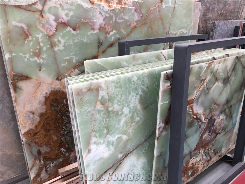 Own Factory Ancient Green Jade Onxy Slab/Tile/Cut to Size for Wall