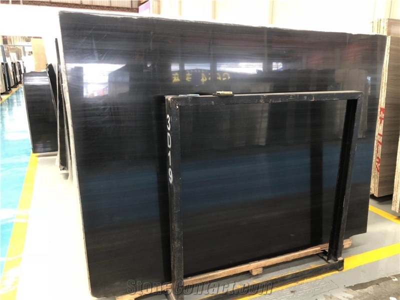 Own Factory Ebony Lines Grains Wood Vein Black Marble For Floor