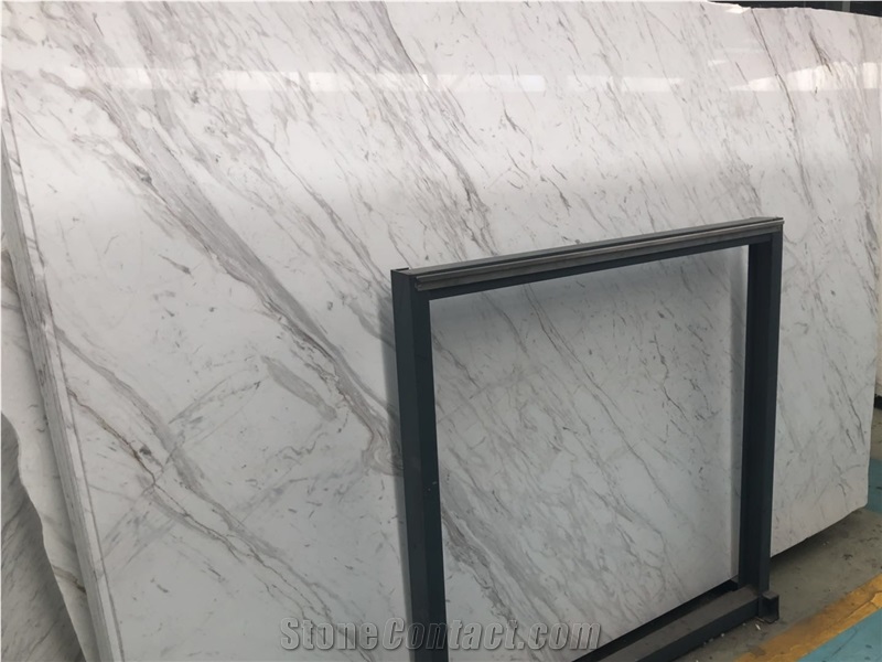 Polished Volakas White Marble Slab/Tile for Tv Set Cladding
