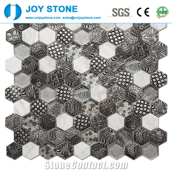 Mosaic Crystal Glass Hexagon Pattern