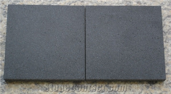 Bush Hammered Hainan Andesite Tiles Black Basalt Black Basalt
