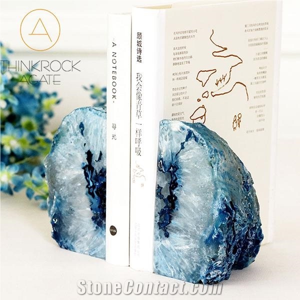China Gemstone Semiprecious Gemstone Blue Agate Bookend