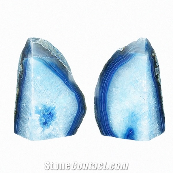China Gemstone Semiprecious Gemstone Blue Agate Bookend