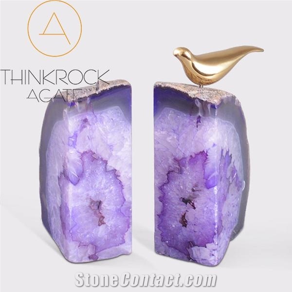 China Gemstone Semiprecious Gemstone Purple Agate Bookend