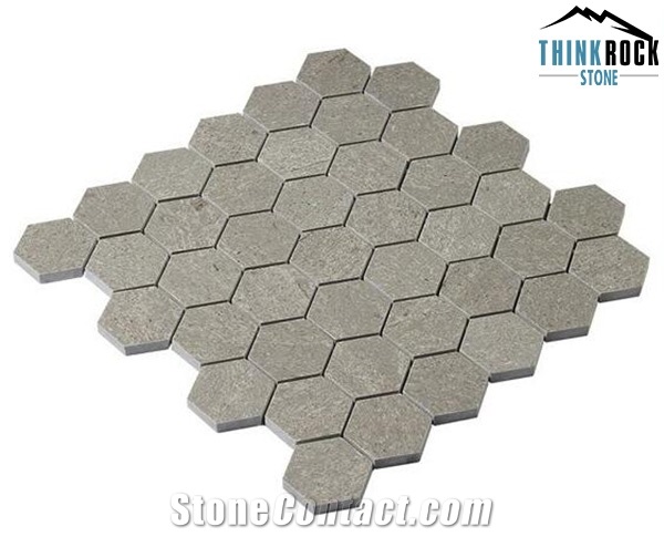 Hexagon Cinderalla Grey Marble Mosaic Polished Home Wall Cladding