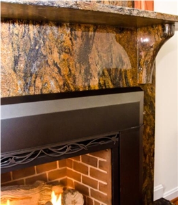Magma Gold Granite Slab Kitchen Counter Tops Fireplace