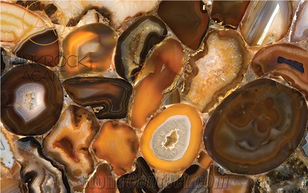 Orange Brown Agate Semi Precious Stone Tiles & Slabs