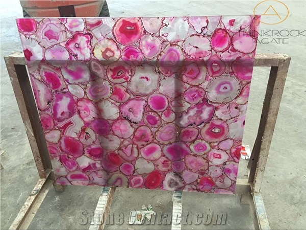 Pink Agate Stone, Pink Semiprecious Slabs, Tiles