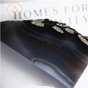 Polished Black Semi-Precious Bookends Stone