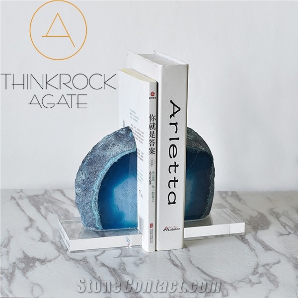 Polished Blue Agate Bookends Stone