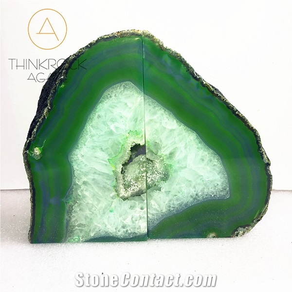 Polished Green Semi-Precious Bookends Stone