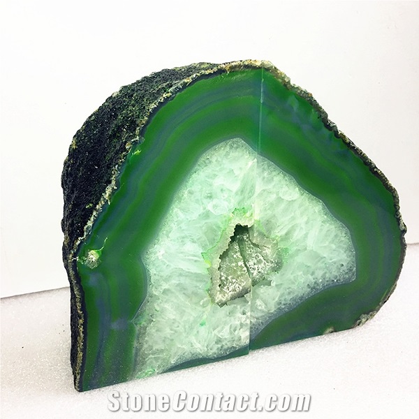 Polished Green Semi-Precious Bookends Stone