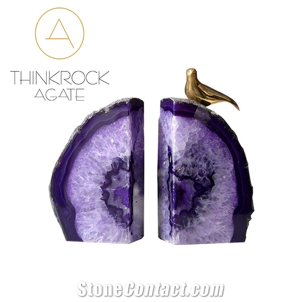 Polished Purple Semi-Precious Bookends Stone