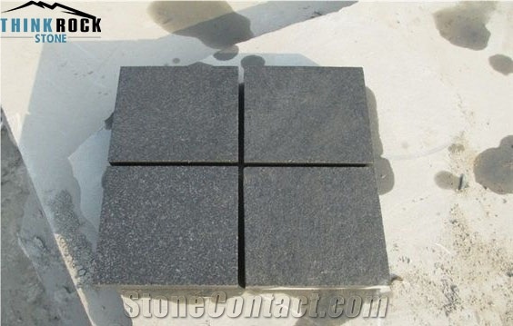 Popular Flamed Saw-Cut Hebei Black Granite Cube Stones