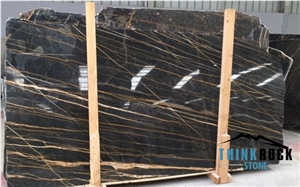 Prestige Zebra Gold Veins Black Marble Wall Covering Tiles
