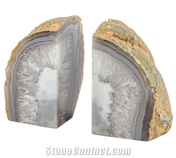 Rock Bottom Prices Nice Set Dugway Polished Grey Agate Geode Bookends