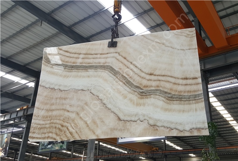 Bookmatch China Beige/Bubble Jade Onyx Slabs Home/Hotel/Indoor Decor