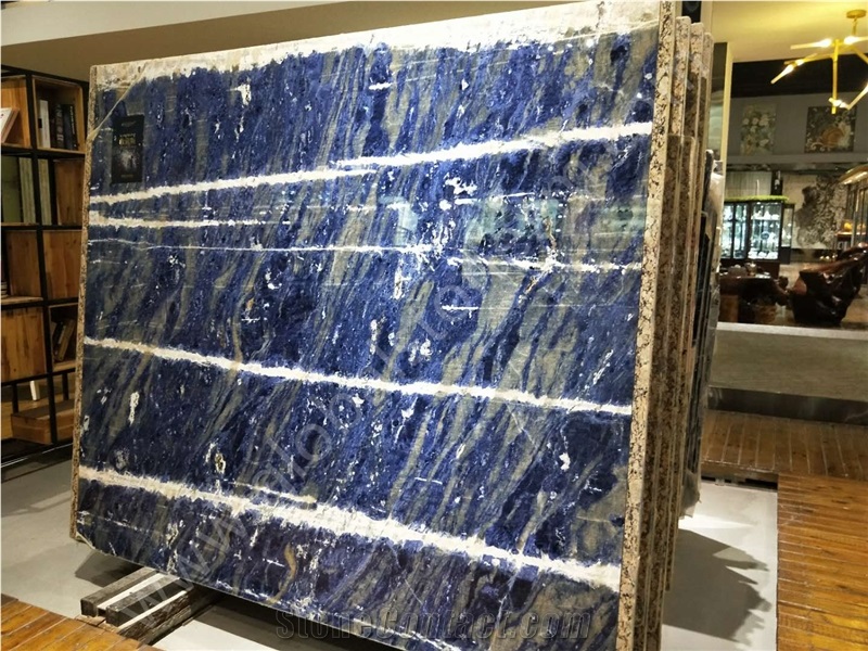 Elegant Azul Bahia Slabs Tiles for Tv Set Cladding