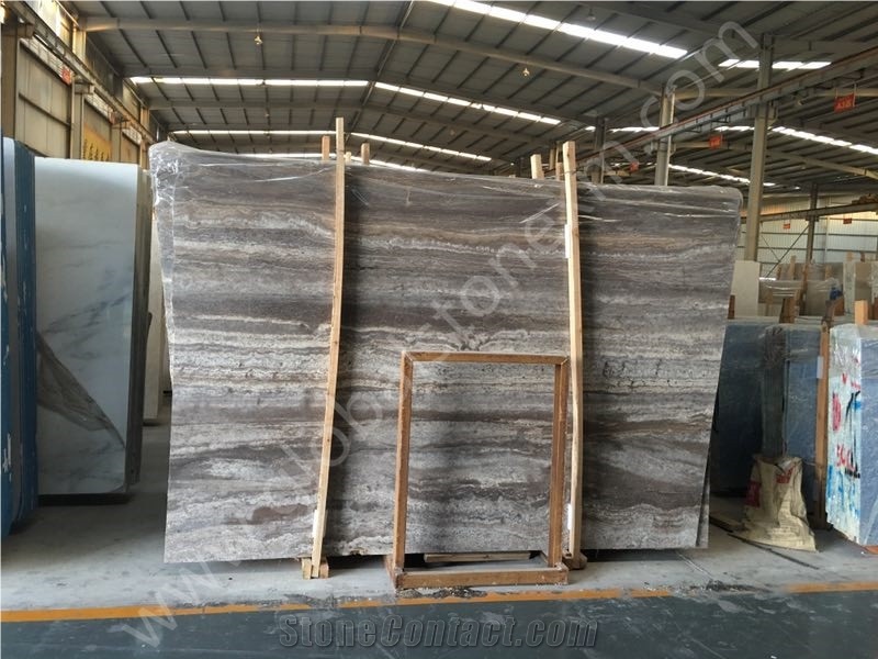 Iranian Takab Silver Travertine Slabs Tile Outdoor/Exterior Decoration
