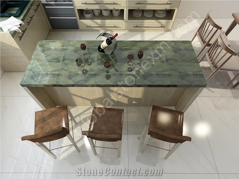 Luxurious Peacock Green Marble Tabletops