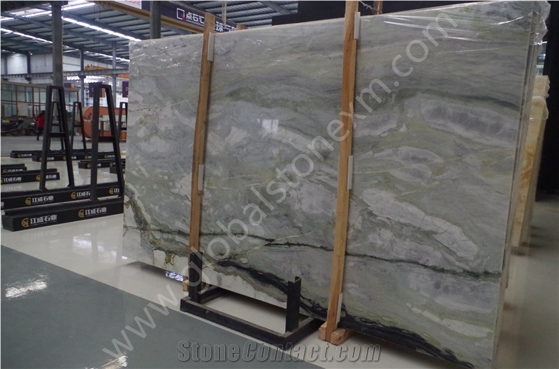 Premium Quality Magic Seaweed Green Mable Slabs Tiles Hotel Project