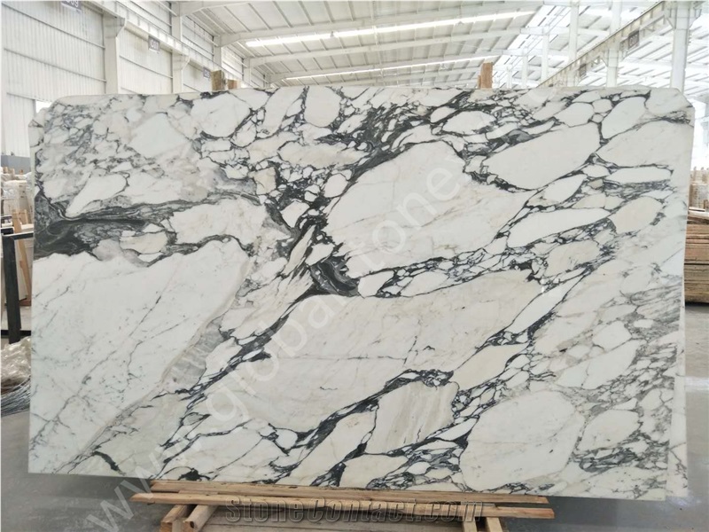White Statuario Arabescato Marble Slabs Commercial/Residential Project