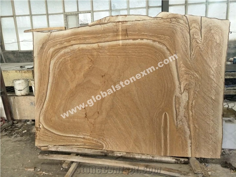 Wooden Veins Australian Brown Sandstone Slabs Tiles Handcraft Column