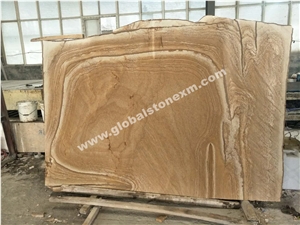 Wooden Veins Australian Brown Sandstone Slabs Tiles Handcraft Column