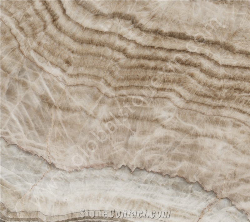 Wooden Veiny China Beige/White Onyx Slabs Tiles