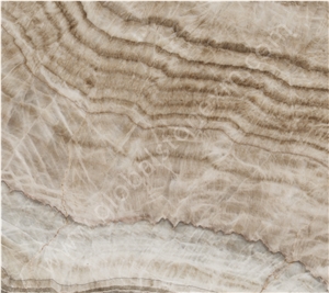 Wooden Veiny China Beige/White Onyx Slabs Tiles