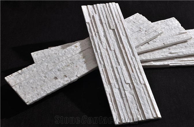 China White Quartite Veneer Stone Stacked Stone Wall Cladding