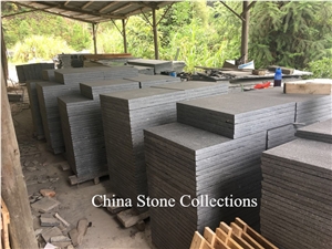 China Youxi Dark Green Granite Green Porphyry Stone Flamed Paving Tile