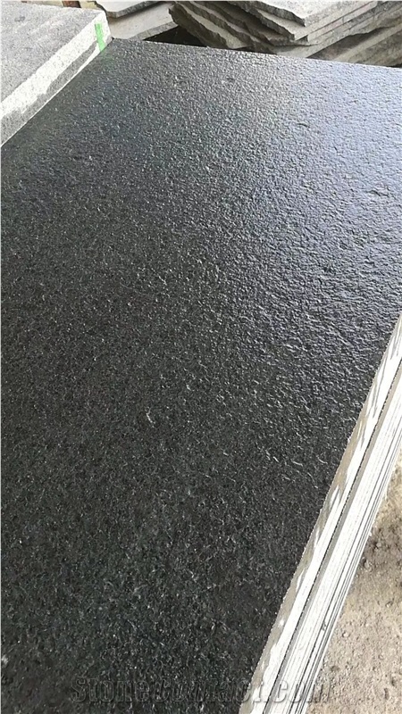 New G684 Black Basalt Pearl Flamed Black Granite Tiles Fob Xiamen Port