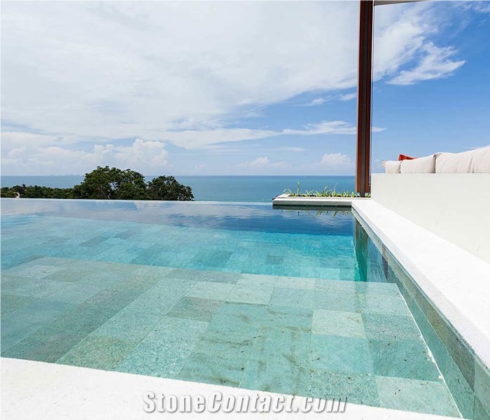 Pedra De Bali Para Piscina, Sukabumi Green Tuff Pool Coping