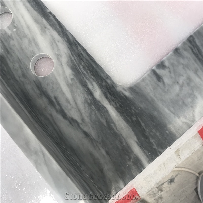 Bianco Carrara Grey Bardiglio Nuvolato Marble Bathroom Vanity Tops