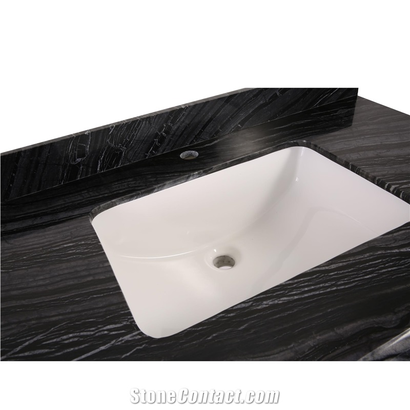 Black Ancient Wood Grain Vein Marble Bathroom Vanity Tops,Bath Tops