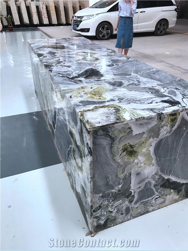 Cold Jade Ice Green White Beauty Marble Tabletops