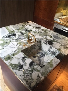 Cold Jade Ice Green White Beauty Marble Tabletops