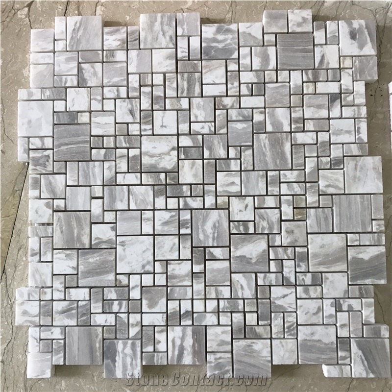 Ionia Ionic White and Grey Marble Mosaics,Bathroom Kitchen Mosaics