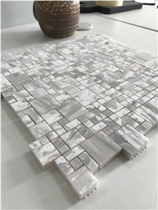 Ionia Ionic White and Grey Marble Mosaics,Bathroom Kitchen Mosaics