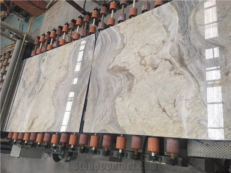 Ionia White and Grey Marble Slabs,Wall Floor Polished Tile,Cut-To-Size