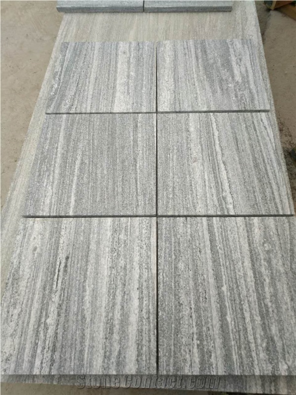 Rain Grey Flamed Brushed Granite Slabs,Wall Application,Floor Tiles