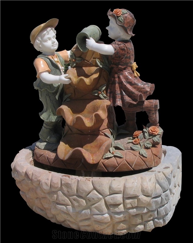 Beige Marble Handcarved Human Sculptures,Western Style Children Statue