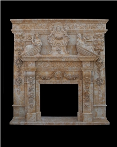 Beige Natural Sandstone Fireplace Mantels,Fireplace Surround
