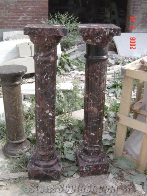 Black Marble Handcarved Building Column Capitals, Western Style