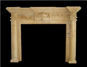 Fireplace Mantel,Beige Fireplace,Western Style,Handcrafted,Sculpture