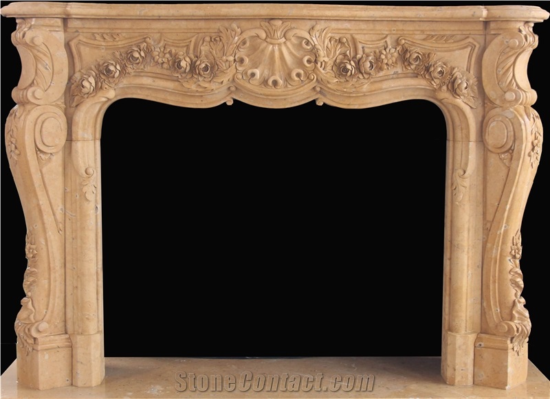 Fireplace Mantel,Beige Fireplace,Western Style,Handcrafted,Surround